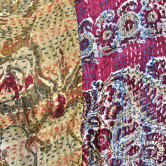 jacket reversible kantha oversized recycled silk 14- paisley rood-beige/etnic