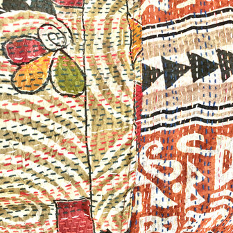 jacket reversible kantha oversized recycled silk 14- paisley rood-beige/etnic