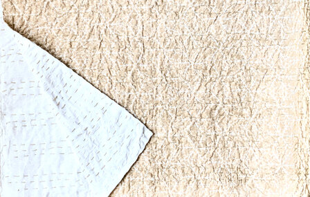 sprei new kantha 1 pers. handdoorgestikt powder beige