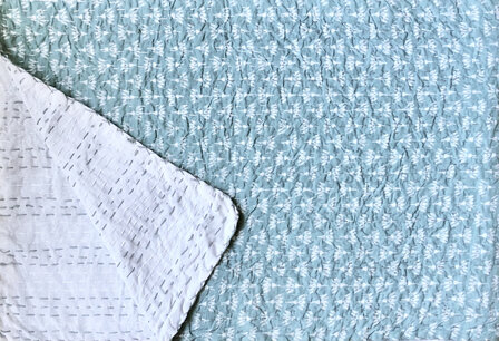 sprei new kantha 2 pers. handdoorgestikt donker turquoise