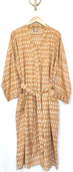 Kimono katoen ikat geweven 1- steenoranje