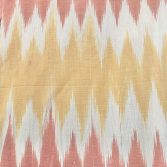 Kimono katoen ikat geweven 2- vaalrood/zacht maisgeel