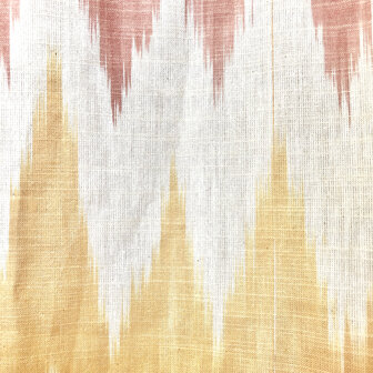 Kimono katoen ikat geweven 2- vaalrood/zacht maisgeel