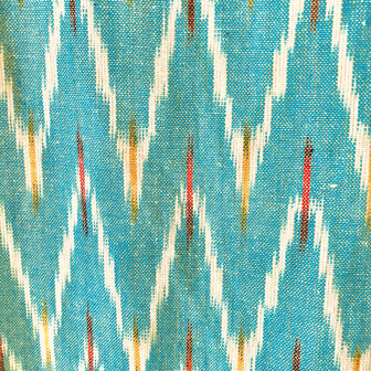 Kimono katoen ikat geweven 3- turquoise/geel/rood