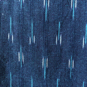 Kimono katoen ikat geweven 4- jeansblauw/turquoise/wit