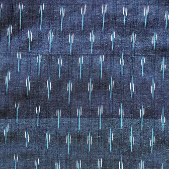 Kimono katoen ikat geweven 4- jeansblauw/turquoise/wit