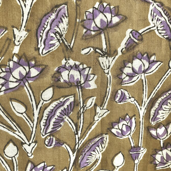 kimono katoen handblockprint 6- bruin/paars