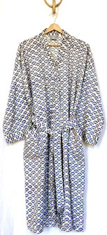 kimono katoen handblockprint 8- blauw/petrol lotus
