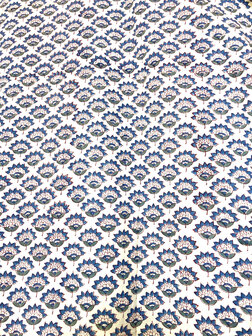 kimono katoen handblockprint 8- blauw/petrol lotus