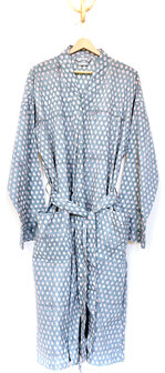  kimono/kamerjas L/XL hand blockprint 9- helderblauw/rood