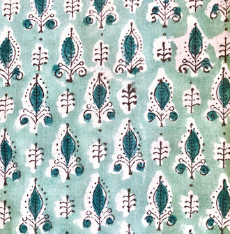  kimono/kamerjas L/XL hand blockprint  10- petrol/turquoise
