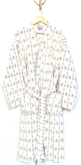  kimono/kamerjas L/XL zeefdruk-print  12- cr&egrave;me/bruin/roestrood