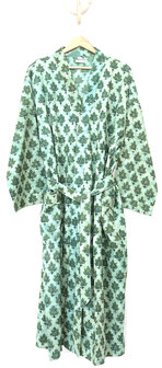 Kimono katoen Ajrakh print 13- groen/aqua