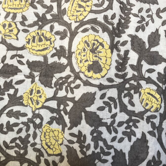 Kimono katoen Ajrakh print 15- geel/grijs