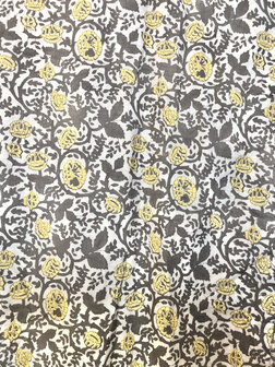 Kimono katoen Ajrakh print 15- geel/grijs