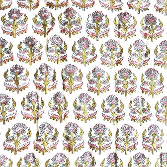 deken quilt eenpersoons reversible blockprint 2- roze-khaki-l.blauw/paars