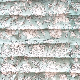 deken quilt eenpersoons reversible blockprint 6- l.aqua/roze-khaki-l.blauw