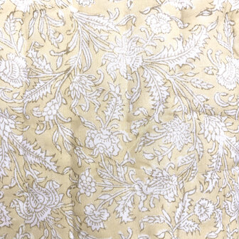 deken quilt eenpersoons reversible blockprint 4- grijsblauw-geel/mosterd-wit