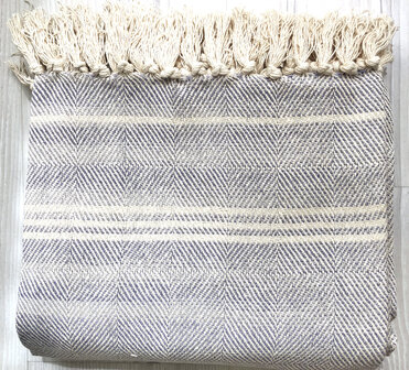  deken-plaid handgeweven katoen 4- schaduwblok blauw