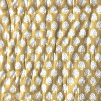 deken quilt eenpersoons reversible blockprint 9- lila-aqua/okergeel