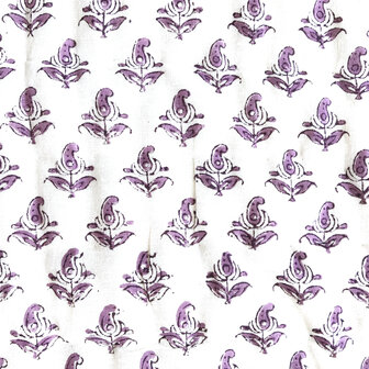 deken quilt eenpersoons reversible blockprint 2- roze-khaki-l.blauw/paars
