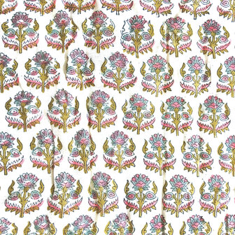 deken quilt eenpersoons reversible blockprint 2- roze-khaki-l.blauw/paars
