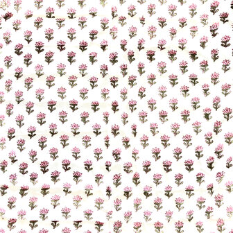 deken quilt tweepersoons reversible blockprint 8- framboos rood/roze-groen