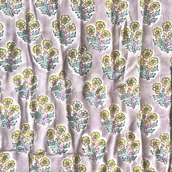 deken quilt tweepersoons reversible blockprint 9- lila-aqua/okergeel