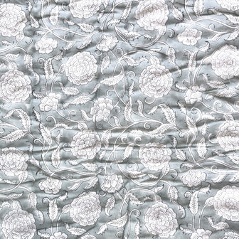 deken quilt tweepersoons reversible blockprint 10- oud paars/zeegrijs