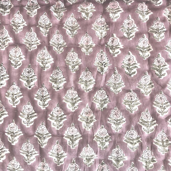 deken quilt tweepersoons reversible blockprint 10- oud paars/zeegrijs