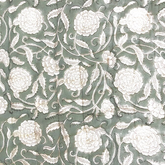 deken quilt eenpersoons reversible blockprint 10- oud paars-roze/zeegrijs-groen