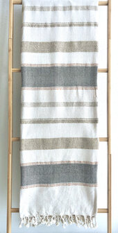  deken-plaid handgeweven katoen 6- streep blauw