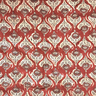 sjaaltje/zakdoek katoen vierkant 4- ossebloed rood/beige/zwart gebloemd