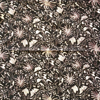 sjaaltje/zakdoek katoen vierkant 5- zwart/beige/bordeaux vlinders