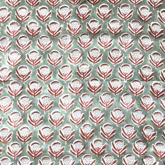 sjaaltje/zakdoek katoen vierkant 6- zeegroen/rood/blauw gebloemd