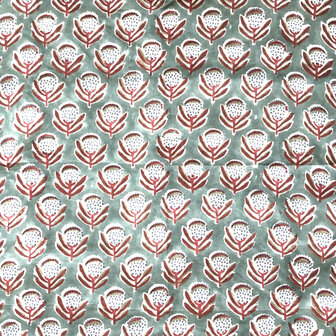 sjaaltje/zakdoek katoen vierkant 6- zeegroen/rood/blauw gebloemd