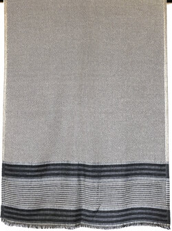 sjaal mixed wool 3- grijs/off-white/antraciet diagonale streep