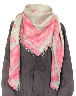 sjaal/omslagdoek merino vierkant XL met kelim motief 1- cross jaquard