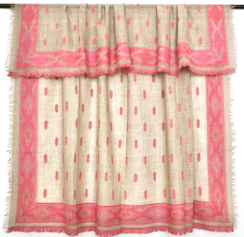 sjaal/omslagdoek merino vierkant XL met kelim motief 1- cross jaquard