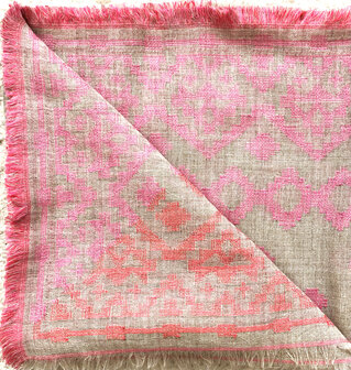 sjaal/omslagdoek merino vierkant XL met kelim motief 2- kelim jaquard