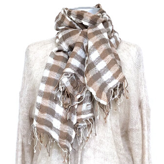 sjaal print merino wol medium 3- geruit