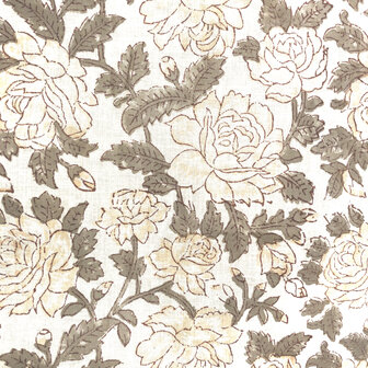 pyjamaset blockprint katoen 2- warm beige/grijs