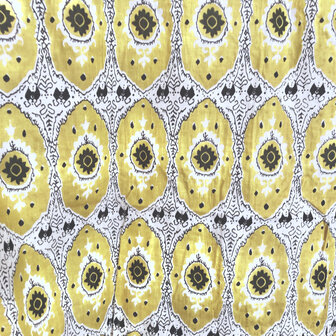 pyjamaset blockprint katoen 3- groen-oker/zwart