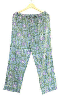 pyjamaset blockprint katoen 4- groen/lila/roze