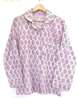 pyjamaset blockprint katoen 5-roze/grijs-groen