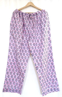 pyjamaset blockprint katoen 5-roze/grijs-groen