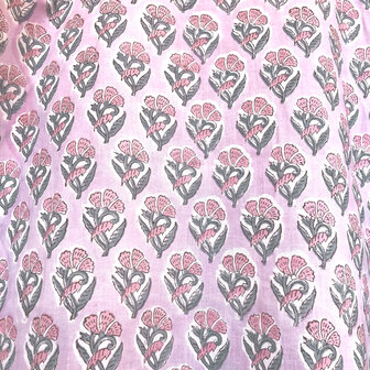 pyjamaset blockprint katoen 5-roze/grijs-groen