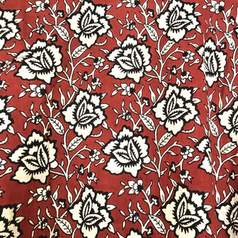 pyjamaset blockprint katoen 9- bessenrood/zwart/beige