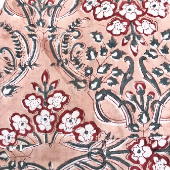 kimono katoen handblockprint 1- roze/rood