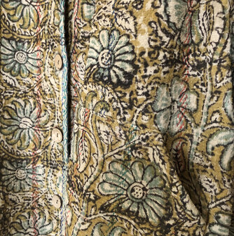 jasje/bomberjack vintage kantha met etnic  Bagru print-2-oker/turquoise
